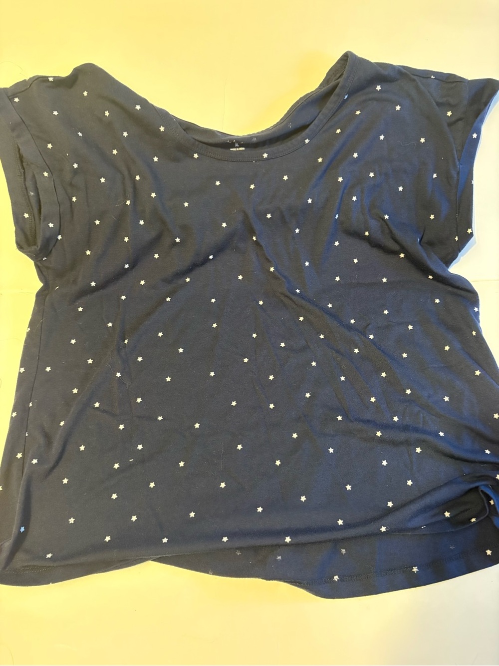 Style & Co. Women’s Navy Blue w White Small Star Print Cap Sleeve T-Shirt